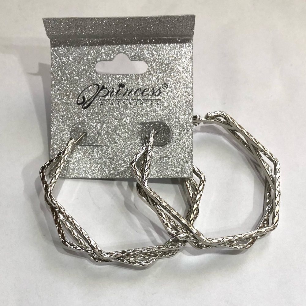 Silver Etched Multi-Hoop Earrings (a)162